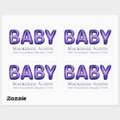 Sticker Rectangulaire Balcon bébé | Baby shower violet royal violet (Feuille)