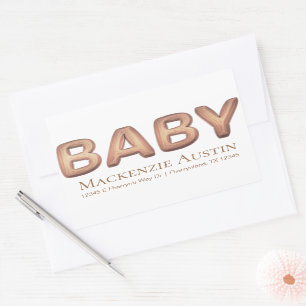 Sticker Rectangulaire Balcon bébé Élégant Baby shower Rose or