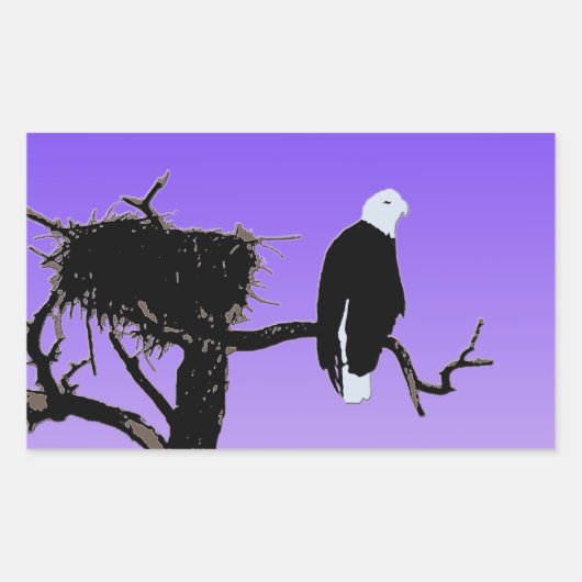 Sticker Rectangulaire Bald Eagle at Sunset - Art original de la faune (Devant)