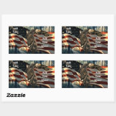 Sticker Rectangulaire Bald Eagle Drapeau américain Country Road (Feuille)