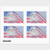 Sticker Rectangulaire Bald Eagle Head & the American Flag (Feuille)