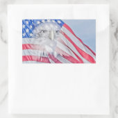 Sticker Rectangulaire Bald Eagle Head & the American Flag (Sac)