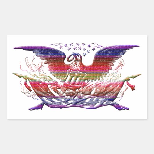 Sticker Rectangulaire Bald Eagle USA Drapeau Americana Patriotique Art (Devant)