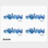 Sticker Rectangulaire Bâle Suisse Skyline Blue (Feuille)
