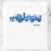 Sticker Rectangulaire Bâle Suisse Skyline Blue (Sac)