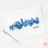 Sticker Rectangulaire Bâle Suisse Skyline Blue (Enveloppe)