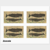 Sticker Rectangulaire Baleine antique Vie marine (Feuille)