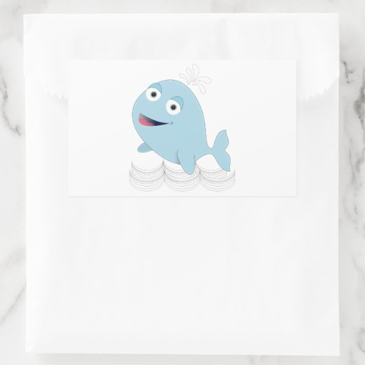 Sticker Rectangulaire Baleine bleue (Sac)