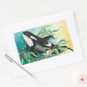 Sticker Rectangulaire Baleine d'Orca en Aquarelle Kelp (Enveloppe)