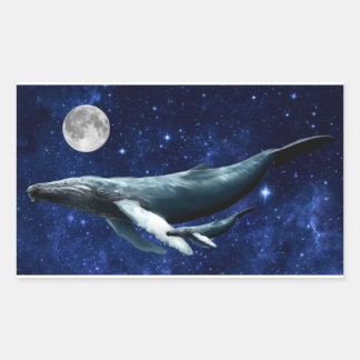 Sticker Rectangulaire Baleine spatiale