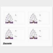Sticker Rectangulaire Balise cadeau Arbre de Noël avec violet présente (Feuille)