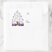Sticker Rectangulaire Balise cadeau Arbre de Noël avec violet présente (Sac)
