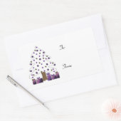 Sticker Rectangulaire Balise cadeau Arbre de Noël avec violet présente (Enveloppe)