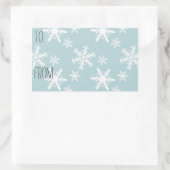 Sticker Rectangulaire Balise cadeau Blue White Snowflakes (Sac)