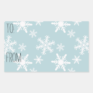 Sticker Rectangulaire Balise cadeau Blue White Snowflakes