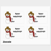Sticker Rectangulaire Balise cadeau Cowboy Snowman (Feuille)
