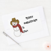 Sticker Rectangulaire Balise cadeau Cowboy Snowman (Enveloppe)