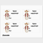 Sticker Rectangulaire Balise cadeau Cowboy Snowman (Feuille)