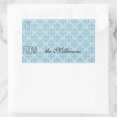 Sticker Rectangulaire Balise cadeau Damask bleu vintage (Sac)