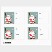 Sticker Rectangulaire Balise cadeau de Noël de baseball (Feuille)