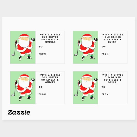 Sticker Rectangulaire Balise cadeau de Noël de golf (Feuille)