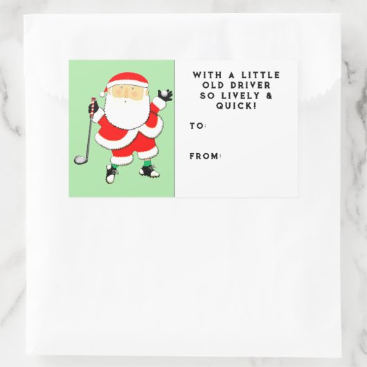 Sticker Rectangulaire Balise cadeau de Noël de golf (Sac)