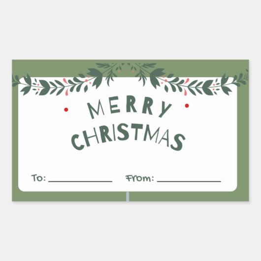 Sticker Rectangulaire Balise cadeau de Noël Joyeux (Devant)