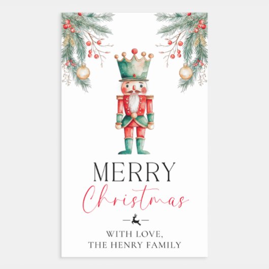 Sticker Rectangulaire Balise cadeau de Noël Joyeux Nutcracker