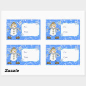 Sticker Rectangulaire Balise cadeau de Noël Snowflake bleu (Feuille)