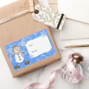 Sticker Rectangulaire Balise cadeau de Noël Snowflake bleu