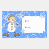 Sticker Rectangulaire Balise cadeau de Noël Snowflake bleu (Devant)