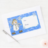 Sticker Rectangulaire Balise cadeau de Noël Snowflake bleu (Enveloppe)