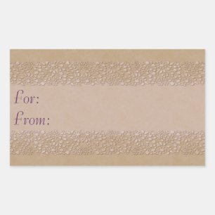 Sticker Rectangulaire Balise Cadeau Floral Beige