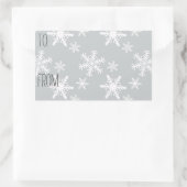 Sticker Rectangulaire Balise cadeau Gris blanc Snowflakes (Sac)