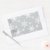 Sticker Rectangulaire Balise cadeau Gris blanc Snowflakes (Enveloppe)