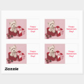Sticker Rectangulaire Balise cadeau Heureuse Sainte-Valentin Westie Bali (Feuille)