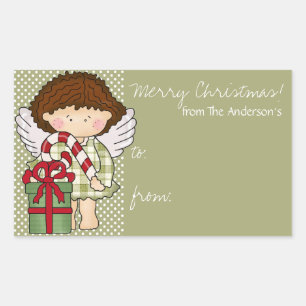 Sticker Rectangulaire Balise cadeau Little Christmas Angel - d1