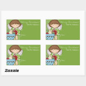 Sticker Rectangulaire Balise cadeau Little Christmas Angel - d5 (Feuille)