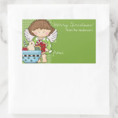 Sticker Rectangulaire Balise cadeau Little Christmas Angel - d5 (Sac)