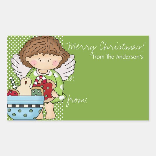 Sticker Rectangulaire Balise cadeau Little Christmas Angel - d5 (Devant)