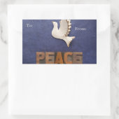 Sticker Rectangulaire Balise cadeau Peace colombe (Sac)