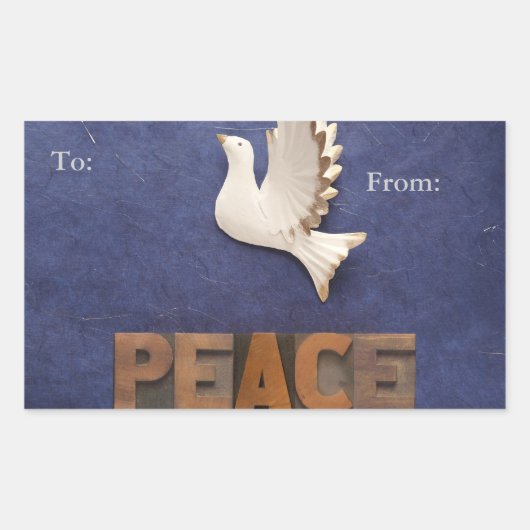 Sticker Rectangulaire Balise cadeau Peace colombe (Devant)