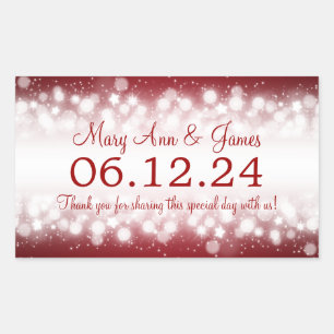 Sticker Rectangulaire Balise de mariage Favor Magique Étincelle rouge