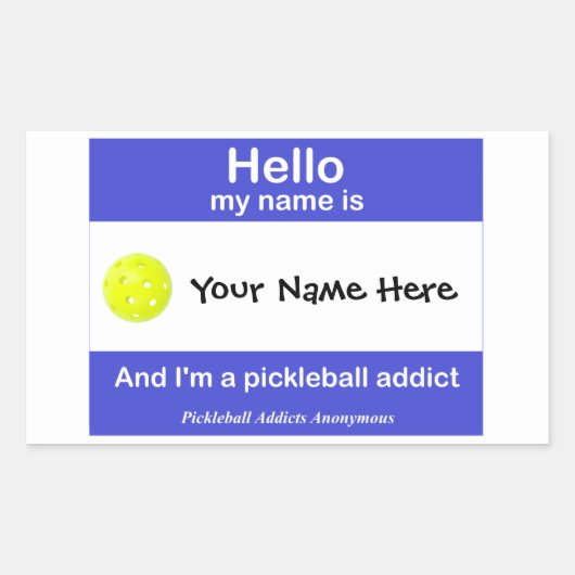 Sticker Rectangulaire Balise Nom anonyme des addicts de Pickleball (Devant)