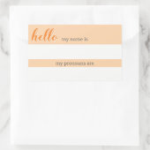 Sticker Rectangulaire Balise Nom et Pronoun - Orange (Sac)