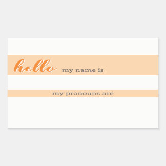 Sticker Rectangulaire Balise Nom et Pronoun - Orange