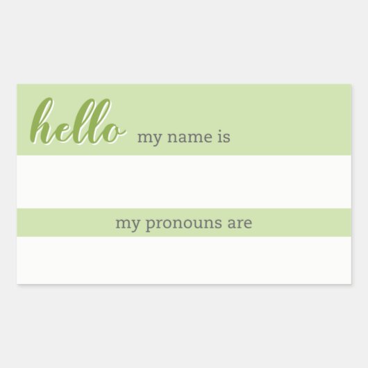 Sticker Rectangulaire Balise Nom et Pronoun - Vert (Devant)