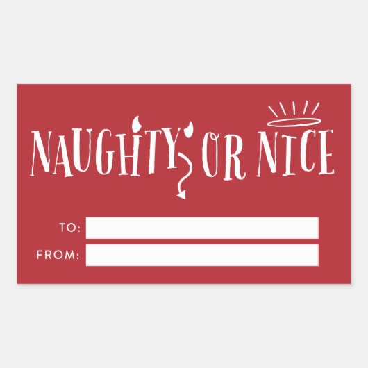 Sticker Rectangulaire Balises cadeaux de Noël Naughty ou Nice (Devant)