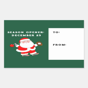 Sticker Rectangulaire Balises cadeaux Funny Baseball Holiday