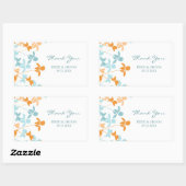 Sticker Rectangulaire Balises de mariage Merci bleu orange (Feuille)